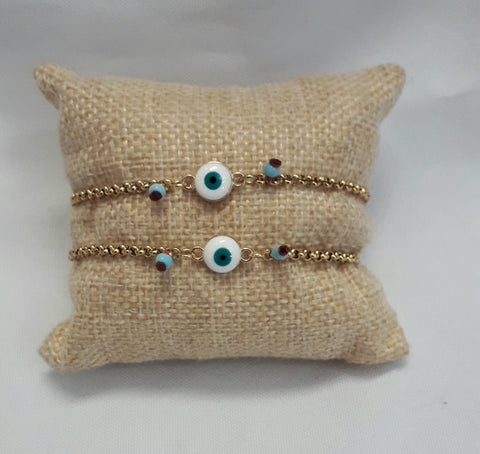 Stainless Steel Enamel Evil Eye Bracelet